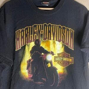 Harley-Davidson Black & Yellow Cotton Graphic T-Shirt size Xl